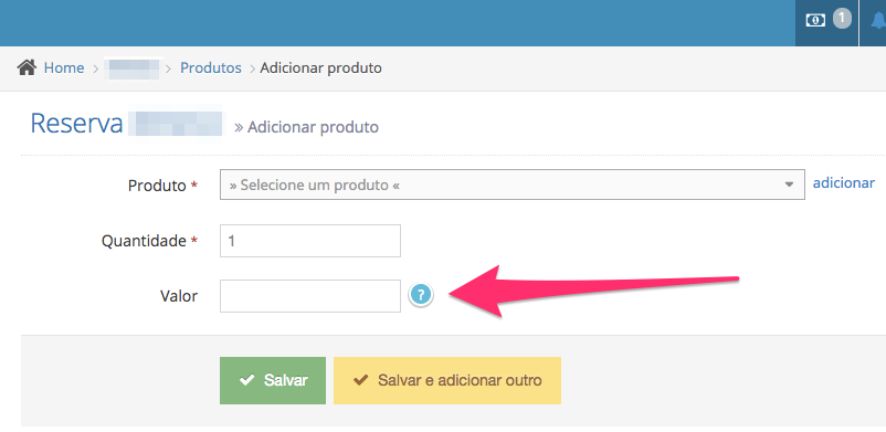 Adicionar Valor do Produto